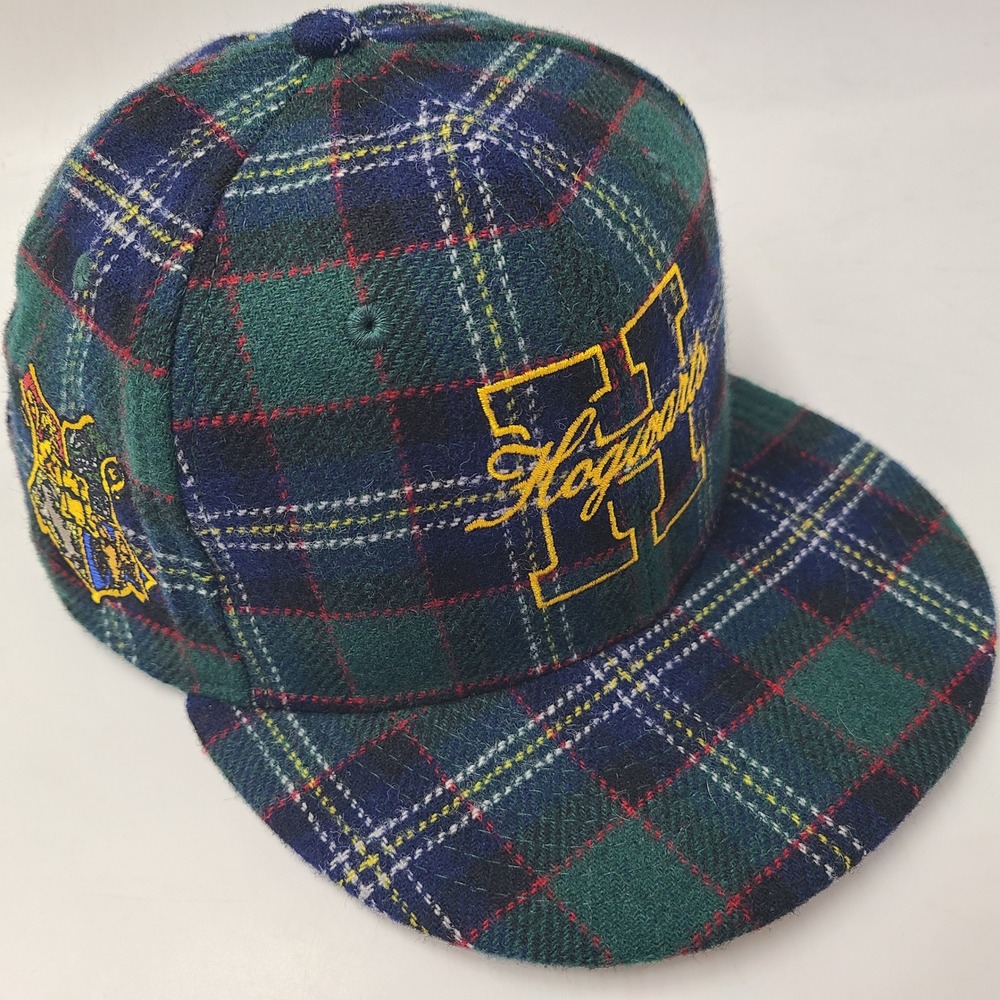 Harry Potter Hat Fitted 7 3/8 New Era 59Fifty Green Blue Plaid Hogwarts Logo Men